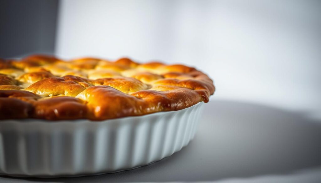 A close-up shot of a freshly baked casserole dish, filled with a bubbly, golden-brown crust on top. The dish is set against a neutral, minimalist background, allowing the texture and temperature of the dish to take center stage. Soft, diffused lighting illuminates the dish from the side, creating subtle shadows and highlights that accentuate the dish's contours. The camera angle is slightly elevated, providing a slightly bird's-eye view of the casserole, inviting the viewer to imagine the piping hot, crispy, and flavorful interior. The overall mood is one of culinary anticipation and mouthwatering appeal, perfectly capturing the essence of the "Temperatura zapiekanki" section. A close-up shot of a freshly baked casserole dish, filled with a bubbly, golden-brown crust on top. The dish is set against a neutral, minimalist background, allowing the texture and temperature of the dish to take center stage. Soft, diffused lighting illuminates the dish from the side, creating subtle shadows and highlights that accentuate the dish's contours. The camera angle is slightly elevated, providing a slightly bird's-eye view of the casserole, inviting the viewer to imagine the piping hot, crispy, and flavorful interior. The overall mood is one of culinary anticipation and mouthwatering appeal, perfectly capturing the essence of the "Temperatura zapiekanki" section.