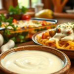 Sos czosnkowy do zapiekania: kremowy sos do zapiekanek, makaronu i warzyw Sos czosnkowy do zapiekania